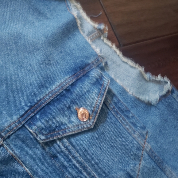 NWOT Women Zara Frayed Sleeves & Frayed High Low Denim Dress - Picture 6 of 6